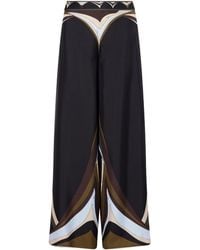 PUCCI - Printed Silk-Twill Wide-Leg Pants - Lyst
