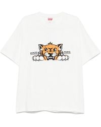 KENZO Gots Happy Tiger Crewneck T-Shirt in White for Men | Lyst