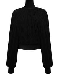 Alaïa - High-Neck Knitted Sweater - Lyst