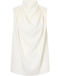 Kallmeyer - Sequined Ruched Striped Twill Top - Lyst