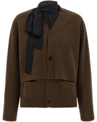 Sacai - Cut-Out Detailed Layered Cardigan - Lyst