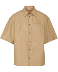 Prada - Buttoned Short-Sleeved Leather Shirt - Lyst