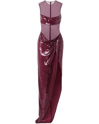 Alex Perry - Asymmetric Paneled Draped Sequined Tulle Gown - Lyst
