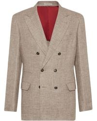 Brunello Cucinelli - Double-Breasted Long Sleeved Blazer - Lyst