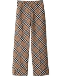 Burberry - Wool-Blend Check Tailored Trousers - Lyst