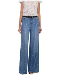 Self-Portrait - Rhinestone-Embellished Bow-Print Jeans - Lyst
