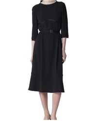 Prada - Belted-Waist Midi Dress - Lyst