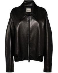 KHAITE - Odin Leather Zip Up Jacket - Lyst