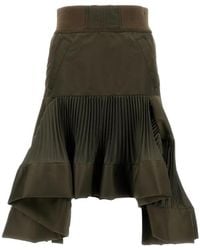 Sacai - Pleated Panelled Maxi Skirt - Lyst
