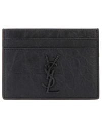 Saint Laurent - Cassandre Logo Plaque Cardholder - Lyst