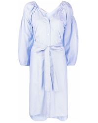 Stella McCartney - Striped Belted Midi Dress - Lyst