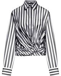 Sportmax - Palmizi Cropped Cotton Shirt With Front Knot - Lyst