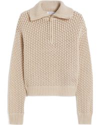 Max Mara - Zip-Up Open-Knit Polo Shirt - Lyst