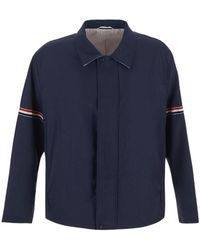 Thom Browne - Signature-Stripe Detailed Long-Sleeved Shirt Jacket - Lyst
