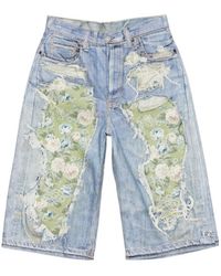 Acne Studios - Floral-Patchwork Distressed Shorts - Lyst