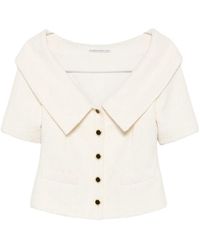 Alessandra Rich - Off-Shoulder Button-Up Jacket - Lyst