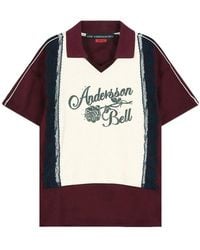 ANDERSSON BELL - Stretch Mesh And Pique Knit Polo Shirt - Lyst