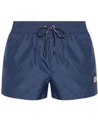 Dolce & Gabbana - Logo-Plaque Drawstring Swim Shorts - Lyst