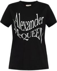 McQueen - Logo Printed Crewneck T-Shirt - Lyst