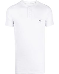 Marine Serre - Henley Logo-Embroidered Buttoned T-Shirt - Lyst