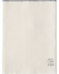 Brunello Cucinelli - Ribbed-Knit Logo-Embroidered Scarf - Lyst