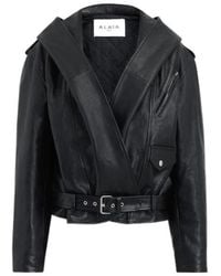 Alaïa - Leather Hooded Biker Jacket - Lyst