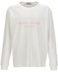 Stone Island - Logo-Print Cotton Sweatshirt - Lyst