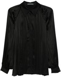 Alberta Ferretti - Pleated Satin Shirt - Lyst