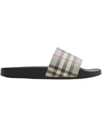 Burberry - Checked Slip-On Slides - Lyst
