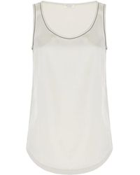 Brunello Cucinelli - Embellished-Trim Satin Top - Lyst