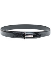 Tom Ford - Shiny-Effect Crocodile-Effect Belt - Lyst