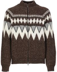 Peserico - Jacquard Mock Neck Cardigan - Lyst