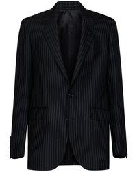 Lardini - Pinstriped Single-Breasted Long-Sleeved Jacket - Lyst