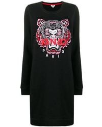 KENZO - Logo Embroidered Mini Dress - Lyst