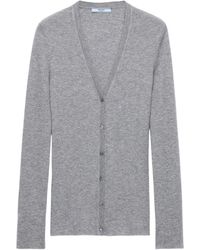 Prada - Ribbed Cashmere Cardigan - Lyst