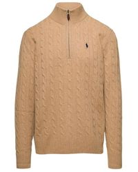 Polo Ralph Lauren - Ralph Lauren Cable Knit Half Zip Knitted Sweater - Lyst