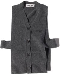 Miu Miu - V-Neck Sleeveless Cardigan - Lyst