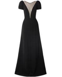 Jenny Packham - Embellished Tulle-Paneled Crepe Gown - Lyst