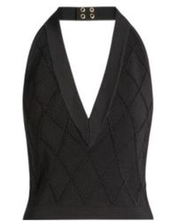 Balmain - Quilted Knit Halterneck Top - Lyst
