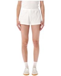 Sporty & Rich - Pointelle Logo Knit Shorts - Lyst