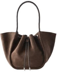 Proenza Schouler - Large Ruched Leather-Trimmed Suede Tote - Lyst