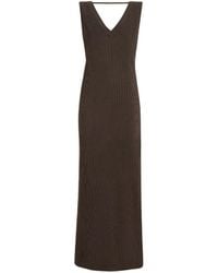 Brunello Cucinelli - Cotton Rib Knit Dress With Monili - Lyst