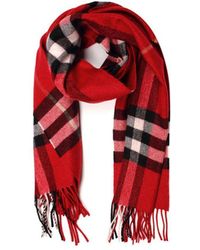 Burberry - Wide Ekd Check Wool & Silk Fringe Scarf - Lyst