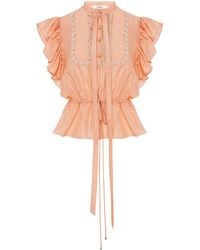 Chloé - Chloé Lace-Trim Drawstring Top - Lyst
