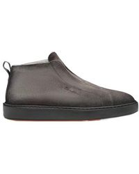 Santoni - Elastic-Panel Suede Sneakers - Lyst