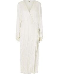 KHAITE - Rommi Crinkled-Voile Midi Wrap Dress - Lyst