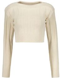 Low Classic - Ribbed Cropped Knitted Sweater - Lyst