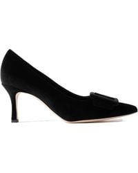 Manolo Blahnik - Maysale 70 Velvet High Heels With Buckle - Lyst