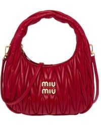Miu Miu - Wander Matelassé Logo Plaque Mini Hobo Bag - Lyst