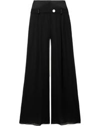 Galvan London - Strata Embellished Satin-Trimmed Georgette Wide-Leg Pants - Lyst